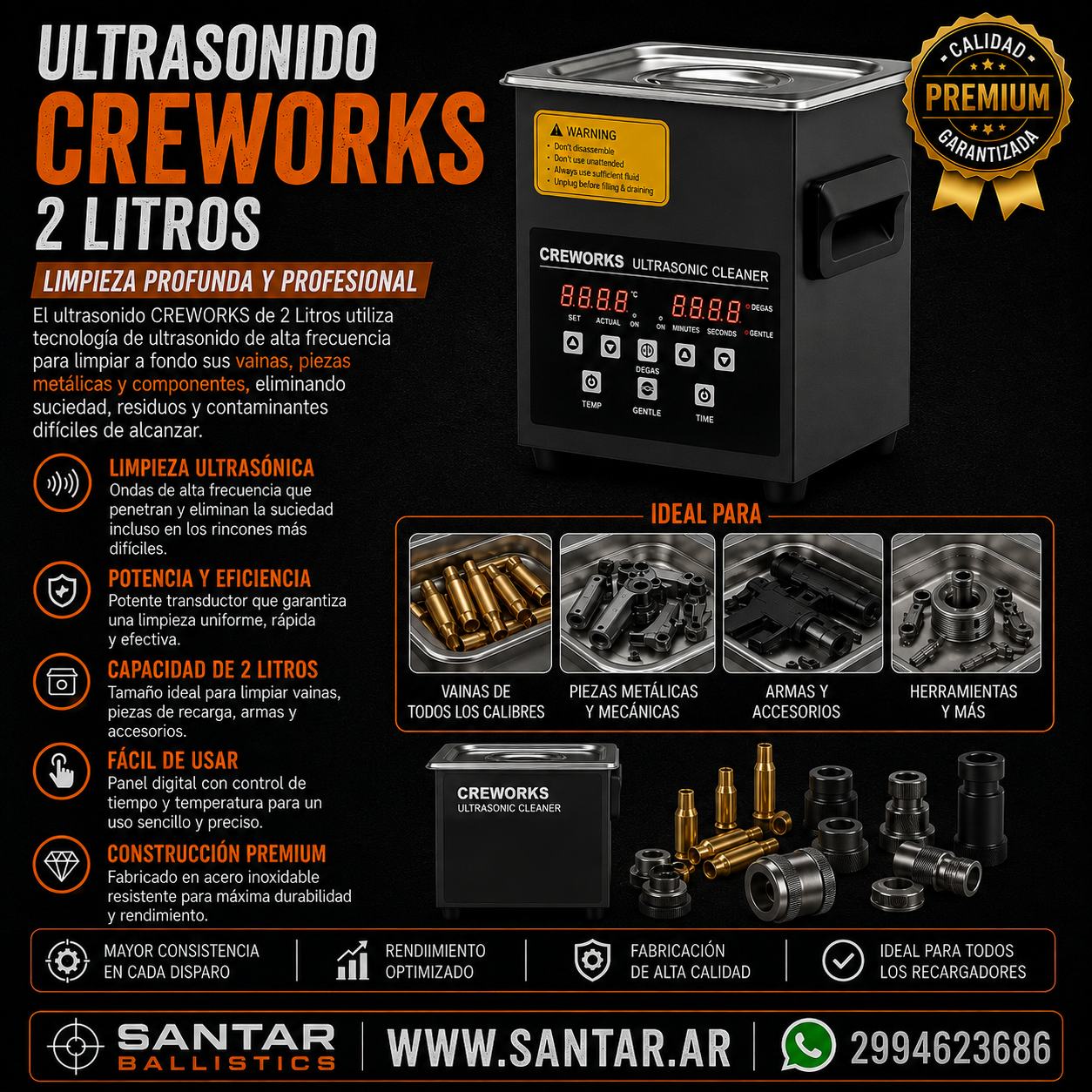 ultrasonido CREWORKS 2 Litros - Santar Ballistics