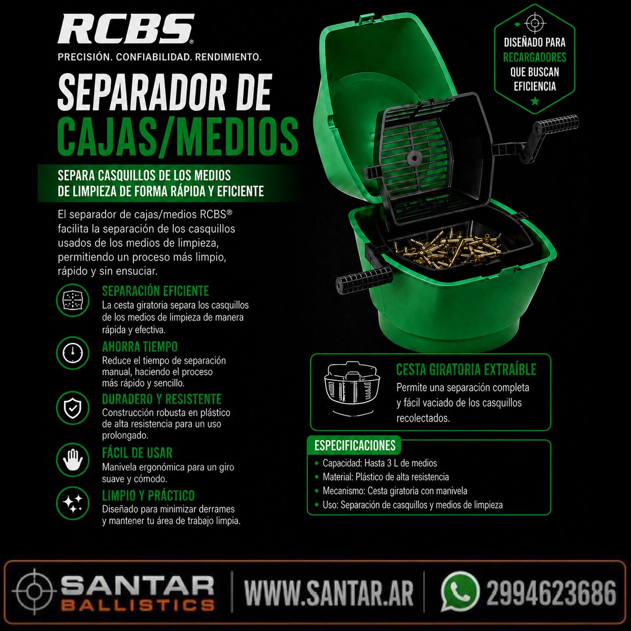 RCBS Separador de cajas/medios - Santar Ballistics