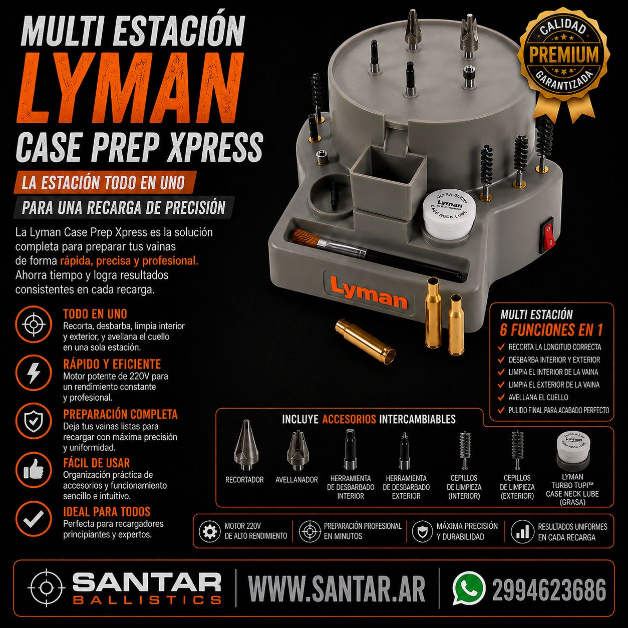 Lyman Case Prep Xpress 220V multiestacion - Santar Ballistics