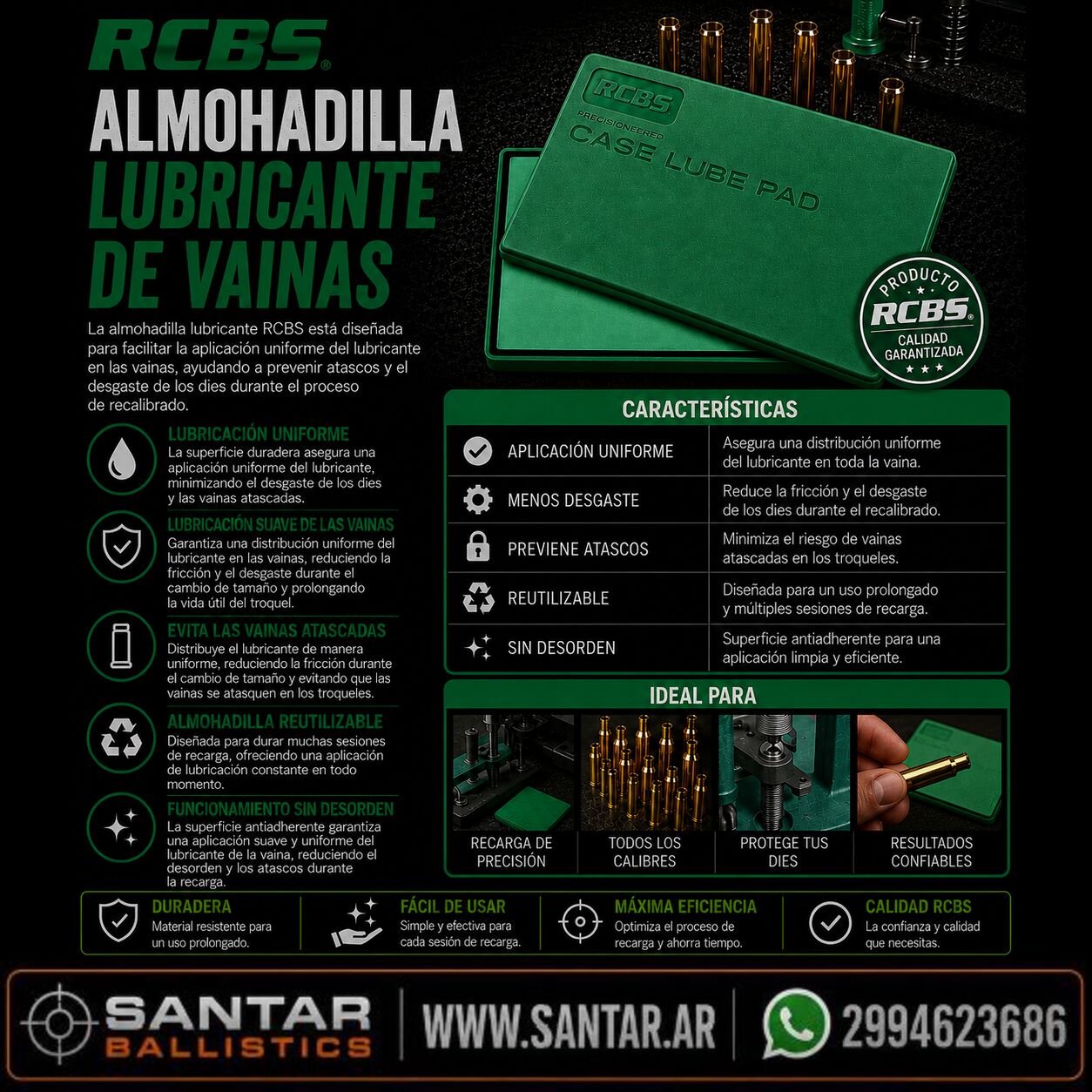 Almohadilla de lubricacion  RCBS - Santar Ballistics