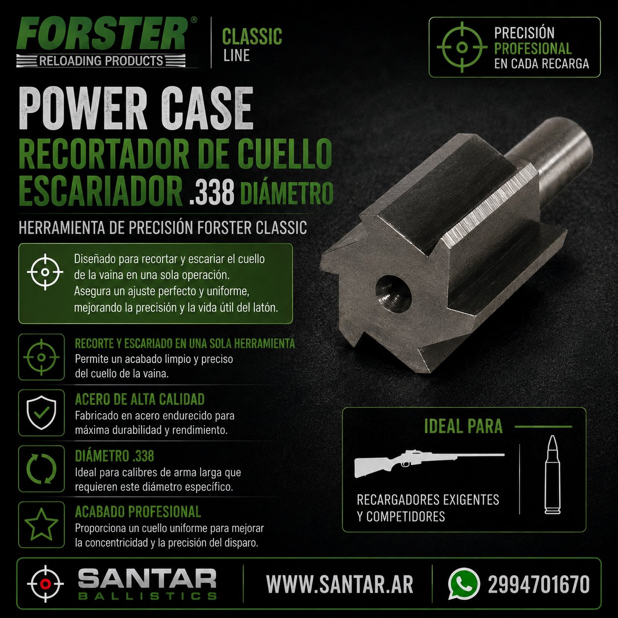Escoriador Clasic Forster calibre .338 - Santar Ballistics
