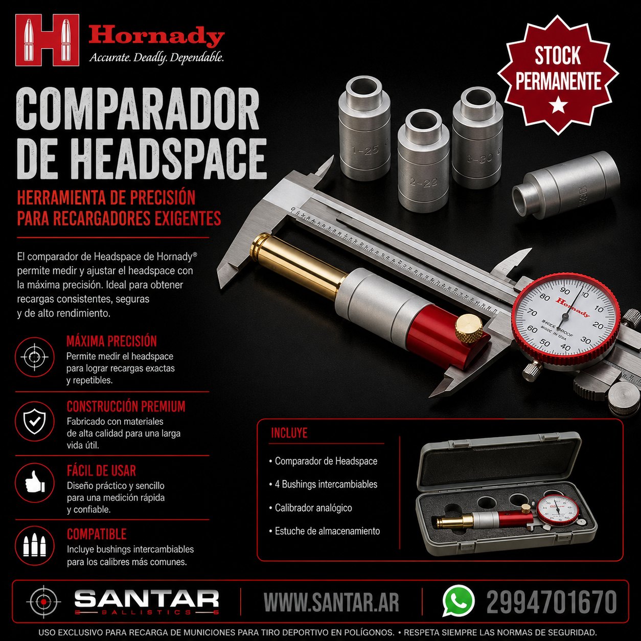 Comparador de headspace Hornady - Santar Ballistics